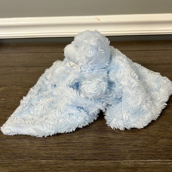 Blankets & Beyond Blue Rosette Swirl Teddy Bear Blanket Lovey - Picture 2 of 6